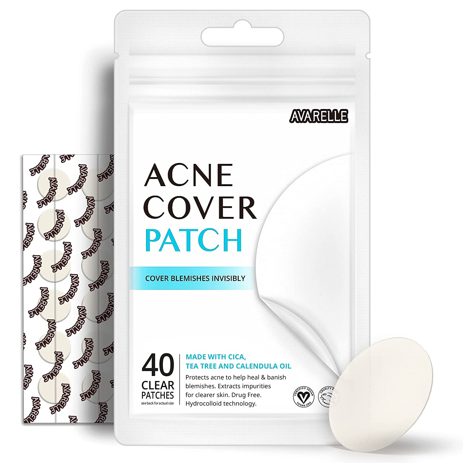 Avarelle Pimple Patches (40 Count) Hydrocolloid Acne Patches, Acne Spot ...