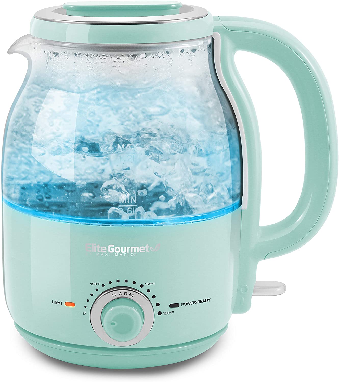 Elite Gourmet EKT1220M Electric BPAFree Glass Kettle, Temperature Dial, Keep Warm Function