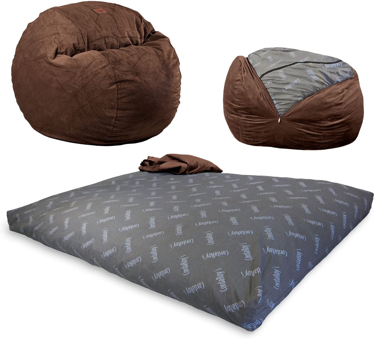 CordaRoy's Chenille Bean Bag Chair, Convertible Chair Folds from Bean