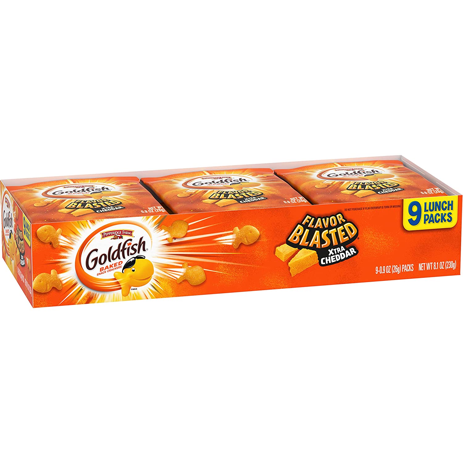 Goldfish Flavor Blasted Crackers, Xtra Cheddar Snack Pack, 0.9 oz, 9-CT ...