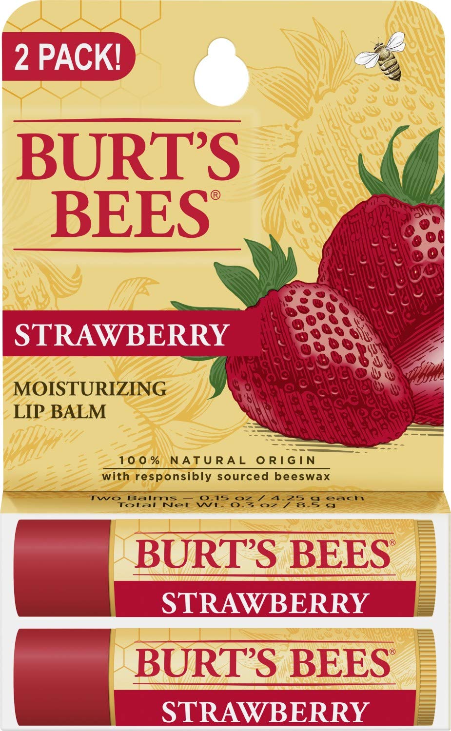 Burt's Bees Lip Balm, Moisturizing Lip Care, 100 Natural, Strawberry