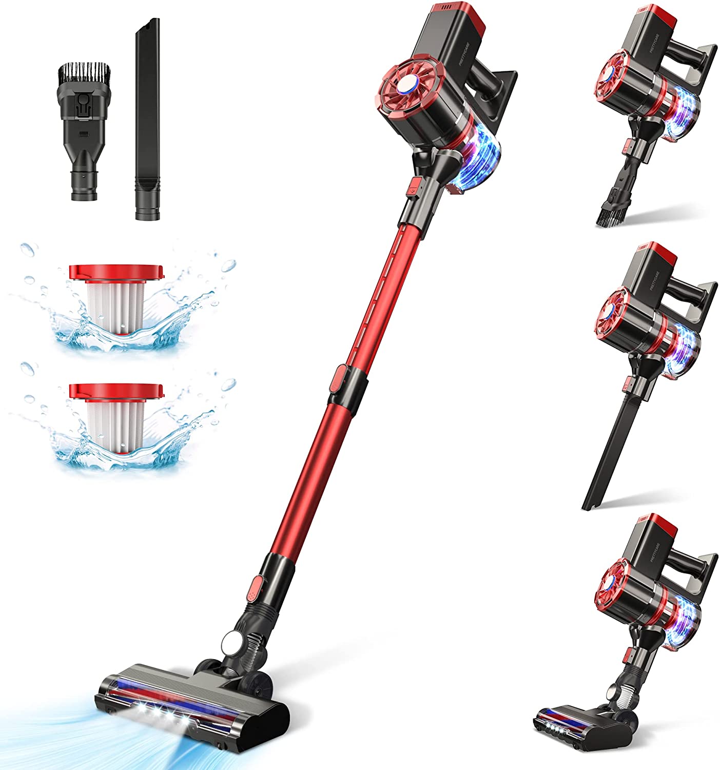 PRETTYCARE Cordless Vacuum Cleaner, 180W Powerful Suction Stick Vacuum with 30min Long Runtime