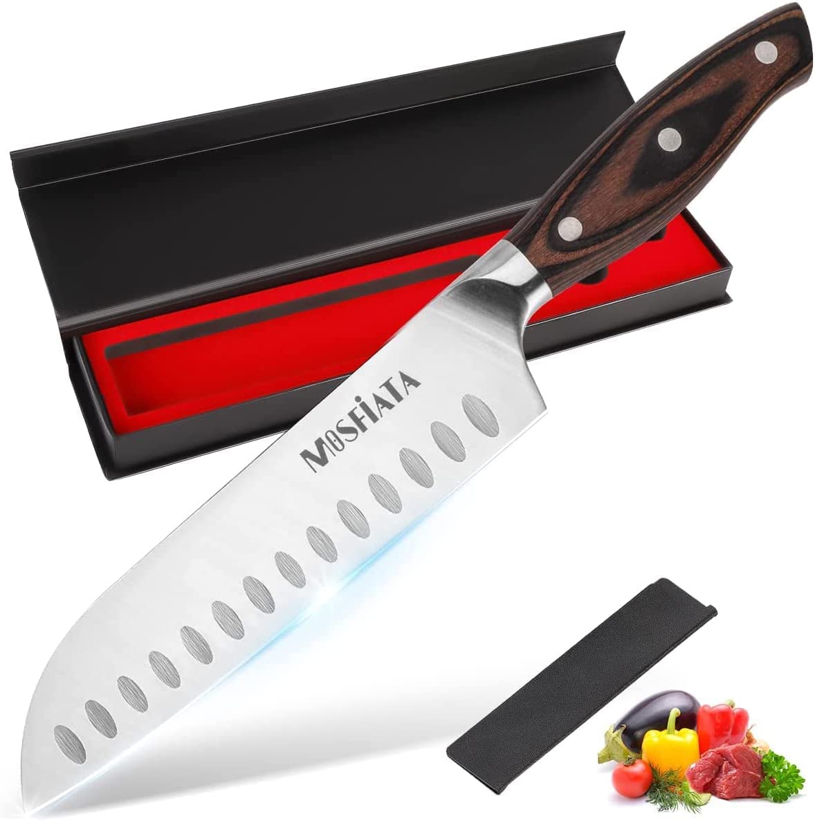 MOSFiATA Santoku Knife 7 Inch Kitchen Cooking Knife, 5Cr15Mov High
