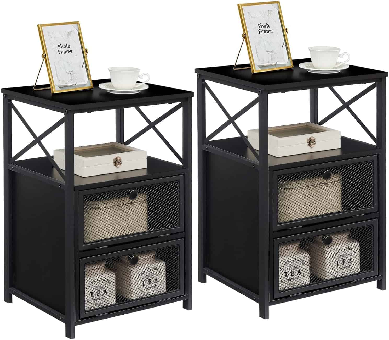 Storage Room Night WTdianpu Set of 2 Modern Night Stands Side End Tables with Drawers and ...