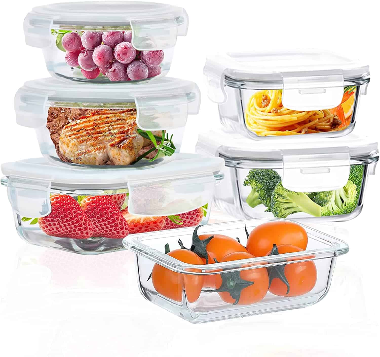 ROSOS Glass Food Storage Containers with Lids Airtight 6 Pack, Glass ...