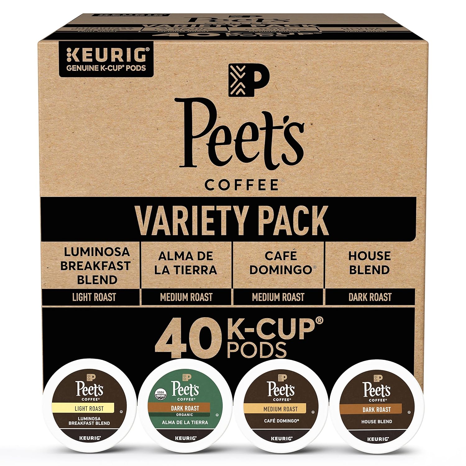 Peet's Coffee, KCup Pods for Keurig Brewers Variety Pack, 40ct