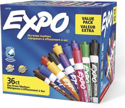 EXPO Chisel Tip Dry Erase Markers, Low-Odor Assorted Colors, Pack of 36 Only $12.97