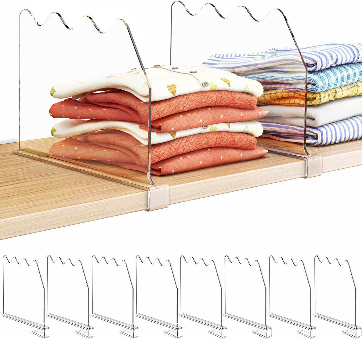 SPACEKEEPER Shelf Dividers for Closet Organization, 8 Pack Only $13.49