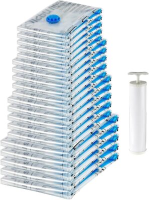 Amazon Basics Vacuum Compression Storage Bags with Hand Pump, 20 Pack Only $18.36