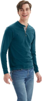Hanes T Beefyt Henley Long Sleeved Shirt Starting at $5.46