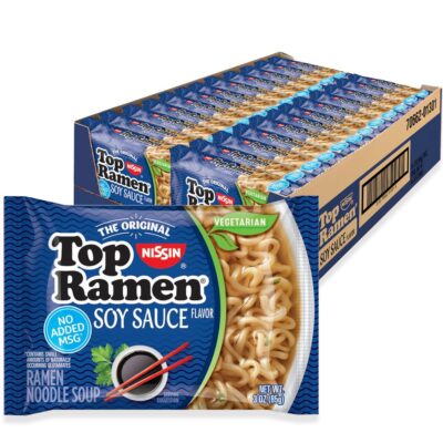 Nissin Top Ramen Noodle Soup, Soy Sauce, (Pack of 24) Only $6.84