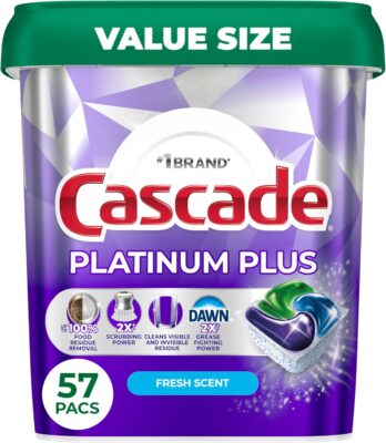 Cascade Platinum Plus Dishwasher Pods, 57 Count Only $17.37