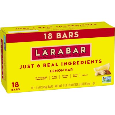 Larabar Lemon Bar, Gluten Free Vegan Fruit & Nut Bars, 1.6 oz Bars, 18 ct Only $9.14