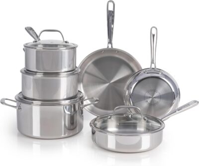 T-fal Pro Tri-Ply Stainless Steel Cookware Set, 10 Piece Only $142.49