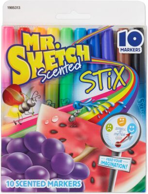 Mr. Sketch Scented Stix Markers, Fine Tip, Assorted Colors, 10 Ct Only $4.74