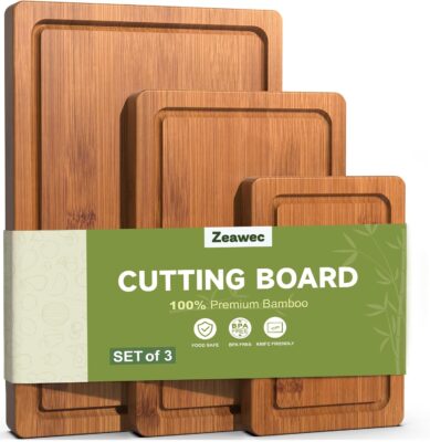 Zeawec Bamboo Cutting Board 3-Piece Set Only $9.99